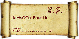 Marhás Patrik névjegykártya